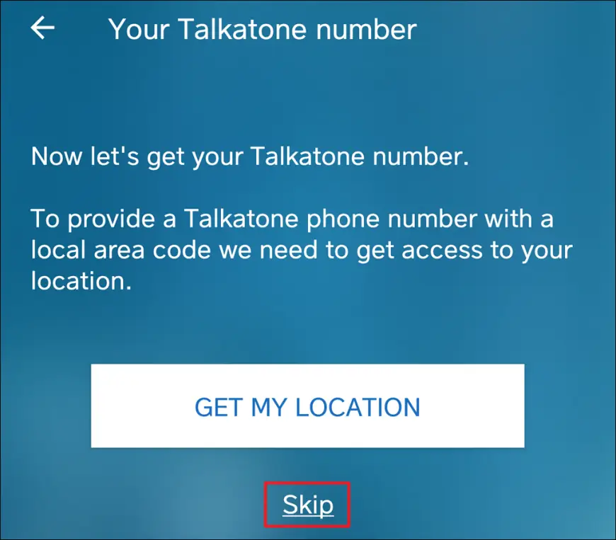 Talkatone 지역 선택 Talkatone 지역 선택